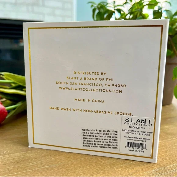 NIB Jumbo Stemless Wineglass • Slant Collections PARTY TIME! Polka Dots Glass - Picture 6 of 6